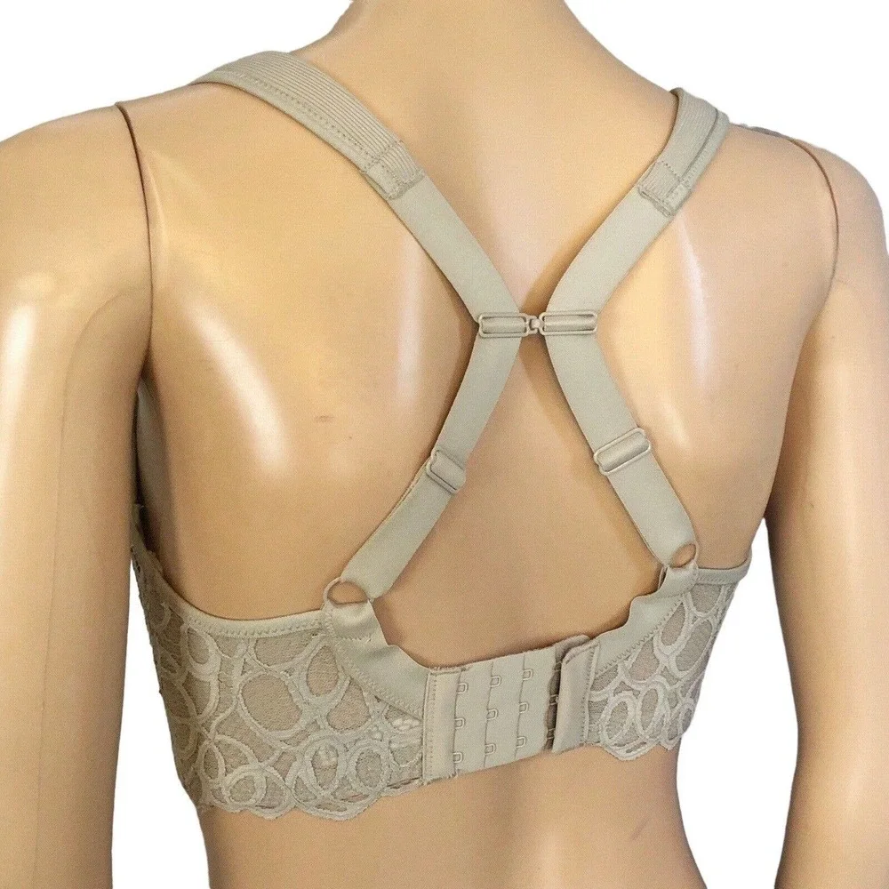 Paramour Marron Cami Bra Ribbed Knit Lace Trim Unpadded Wired